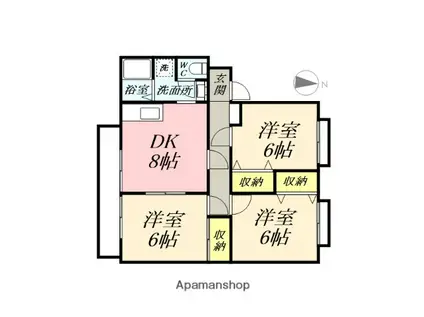 ピュアハイツ北方Ⅱ(3DK/1階)の間取り写真