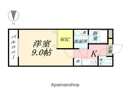 LST岩田町(1K/1階)の間取り写真