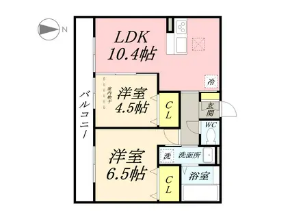 シャトレー(2LDK/3階)の間取り写真