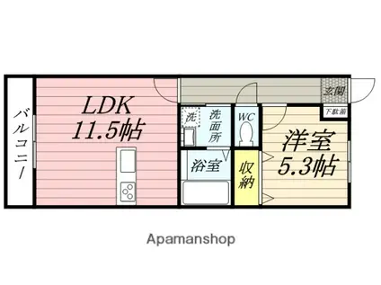 エアフォルク(1LDK/1階)の間取り写真