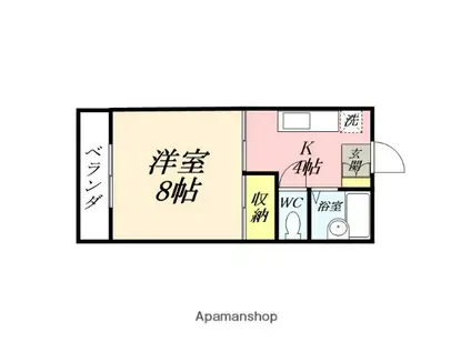 中須賀コーポⅢ(1K/2階)の間取り写真