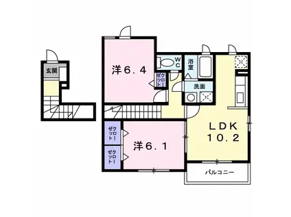 クリアネスメゾンB棟(2LDK/2階)の間取り写真