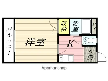 コーポロータス(1K/1階)の間取り写真