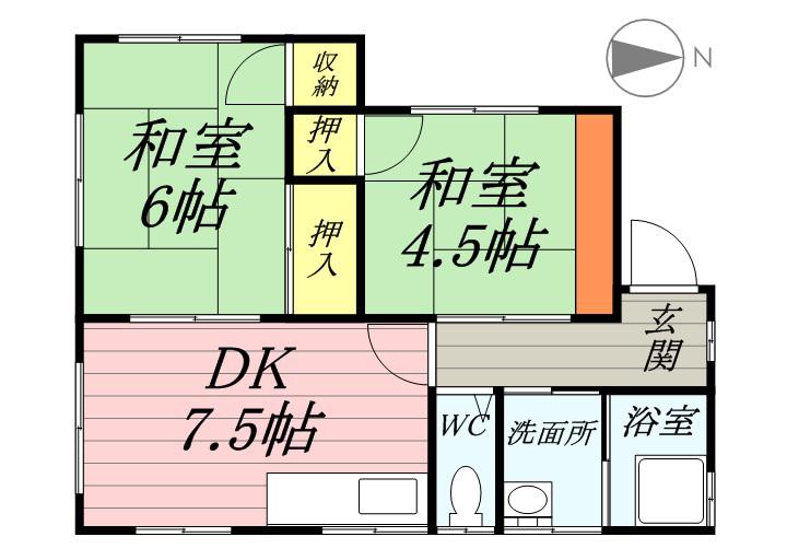 宇野線 備前西市駅 徒歩28分 1階建 築47年(2DK)の間取り写真