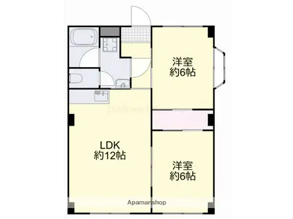 虫明第二マンション(2LDK/1階)の間取り写真