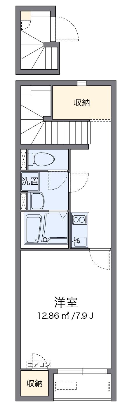 クレイノ西大寺(1K/2階)の間取り写真