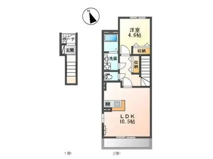 イースト CITY 壱番館(1LDK/2階)の間取り写真