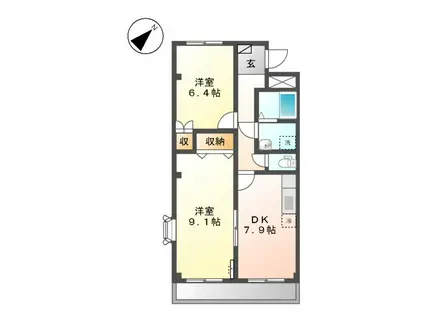 プロニティマイス(2LDK/2階)の間取り写真