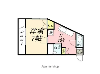 ポテト国富(1K/4階)の間取り写真