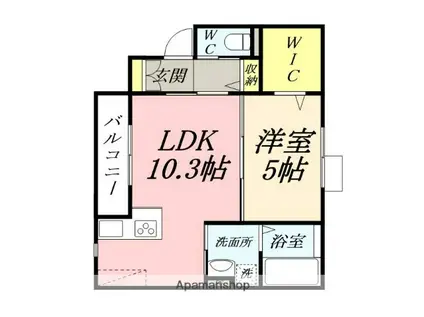 RIAN伊福町(1LDK/2階)の間取り写真