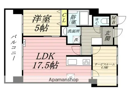 SUN FOREST 鹿田(1SLDK/8階)の間取り写真
