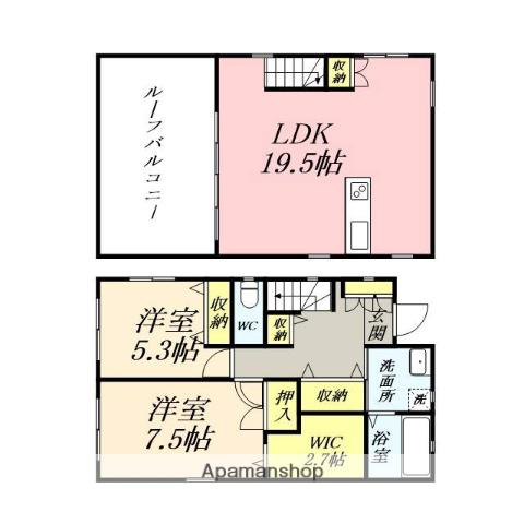 宇野線 大元駅 徒歩4分 2階建 築17年(2LDK)の間取り写真