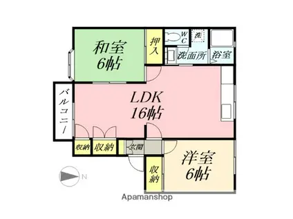 メゾンヴェルデA(2LDK/2階)の間取り写真