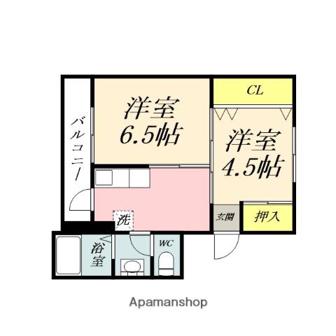 ヴィラナリー上道1号棟(2K/3階)の間取り写真