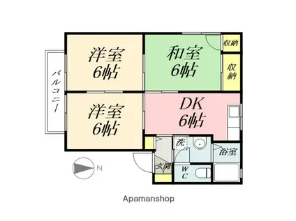 キャトルセゾンA(3DK/2階)の間取り写真