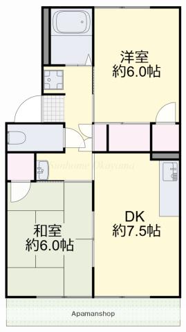 烏城コーポE(2DK/2階)の間取り写真