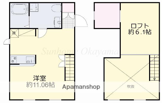 プリマガーデン岡山 壱番館(ワンルーム/2階)の間取り写真