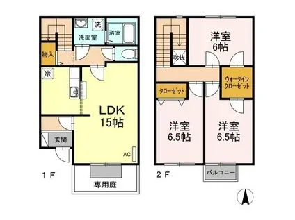 リースランド西市 C棟(3LDK)の間取り写真