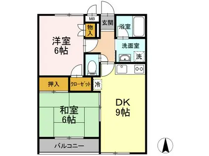 セブンアルコA(2DK/2階)の間取り写真