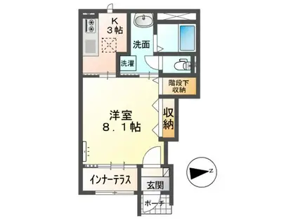 フィールドアップ横井(1K/1階)の間取り写真