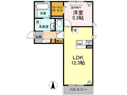 グランシャリオ B棟(1LDK/2階)の間取り写真