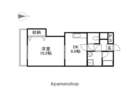 プレステージ高島(1DK/2階)の間取り写真