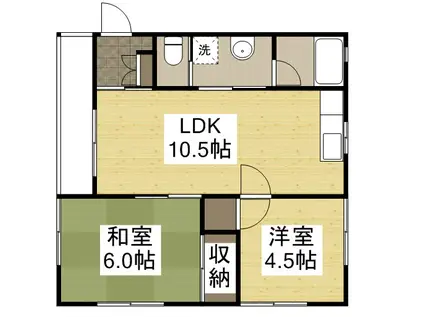 シャリテホサキ(2LDK/2階)の間取り写真