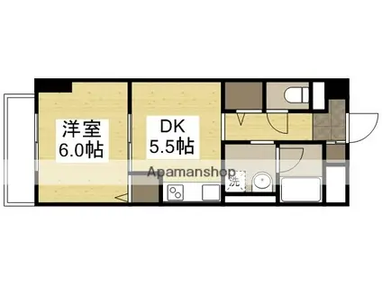 パルロイヤル東島田(1DK/5階)の間取り写真