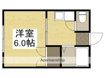 ミカサ旭川Ⅱ(1K/1階)の間取り写真