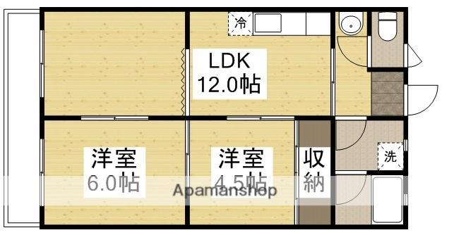 イーリス吉備津(2LDK/1階)の間取り写真
