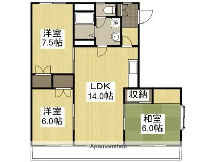 ドミール ハッタ(3LDK/3階)の間取り写真