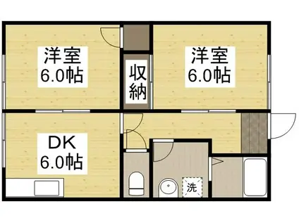 田口コーポ2(2DK/1階)の間取り写真