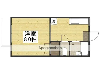 パールハイツB(1K/2階)の間取り写真