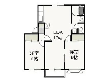 グリーンパーク西辛川B(2LDK/2階)の間取り写真
