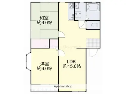 瑞穂の里C(2LDK/1階)の間取り写真