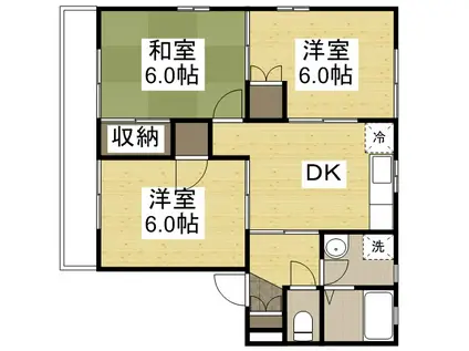 メゾニティーブラッサムD(3DK/2階)の間取り写真