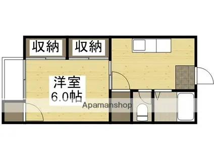 コーポリバーサイド(1K/1階)の間取り写真