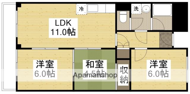 ヒカリホールディングスビル(3LDK/6階)の間取り写真
