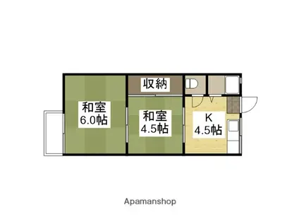 リバティーアパート(2K/1階)の間取り写真