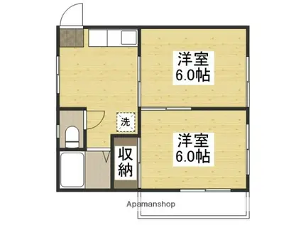 第2木梨コーポ(2DK/3階)の間取り写真