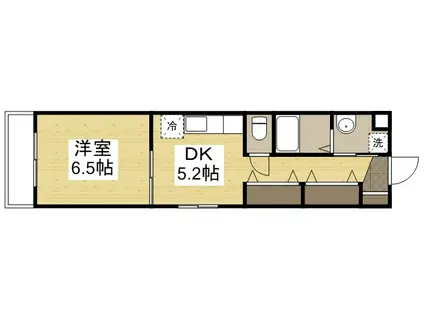 COCO新屋敷(1DK/1階)の間取り写真