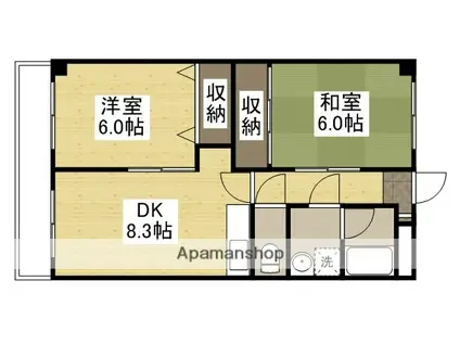 サンライフ大元(2DK/3階)の間取り写真