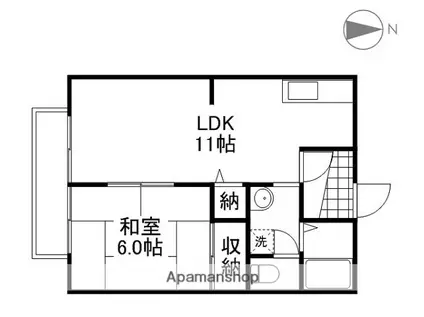 ファンコーポレーションA棟(1LDK/2階)の間取り写真