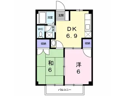 コスモハイツA(2DK/2階)の間取り写真