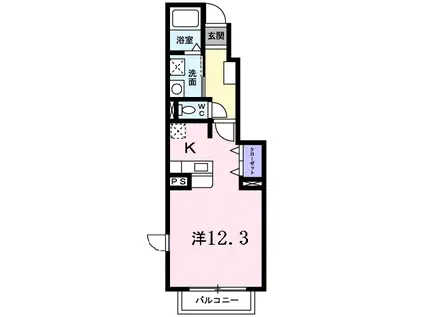 ソレアードK(ワンルーム/1階)の間取り写真