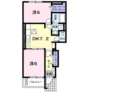サンファミール西辛川(2DK/1階)の間取り写真