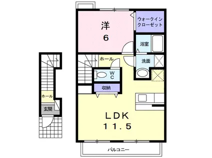 フォレストヒルズ(1LDK/2階)の間取り写真