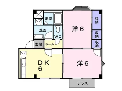 メモリーオキ233(2DK/1階)の間取り写真
