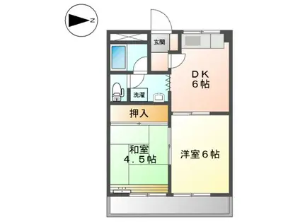 サンシャイン長岡壱番館(2DK/2階)の間取り写真