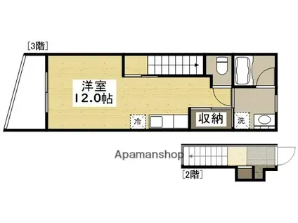 クレル瀬戸 N棟(ワンルーム/3階)の間取り写真